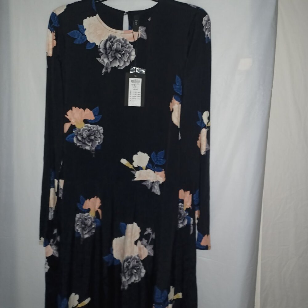 YAS HUNTER LIGHTWEIGHT LONG SLEEVE MINI DRESS BLACK MULTI COLOR SIZE SMALL